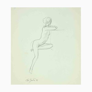 Leo Guida, desnudo, dibujo original, 1972