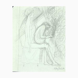 Leo Guida, desnudo, dibujo original, 1971