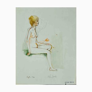 Leo Guida, desnudo, dibujo original, 1970