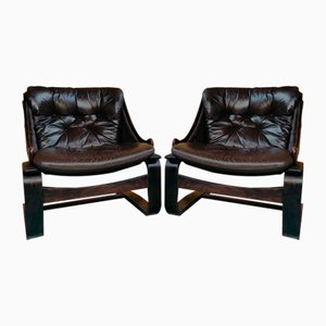 Vintage Danish Lounge Chair in Coco Leather and Rosewood