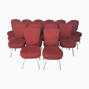 Conference or Dining Chairs in Steel and Red Wool, Set of 17