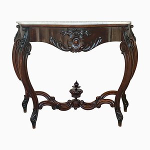 19th French Regency Carved Walnut Console Table