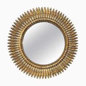 Round Spanish Gilt Metal Sunburst Mirror