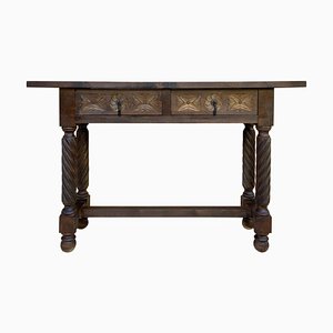 Table Console en Noyer Sculpté, Espagne, Début 20ème Siècle