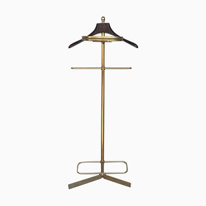 Italian Hollywood Regency Brass and Wood Valet Stand, 1970s