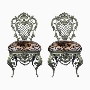 French Louis XV Style Bronze Side Chairs, Set of 2