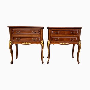 Tables de Chevet Style Louis XV en Noyer, France, Set de 2