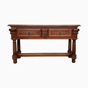 20th Marquetry Spanish Chestnut Console Table