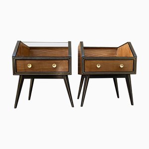 Mid-Century Italian Nightstands with Glass, 1960s, Set of 2