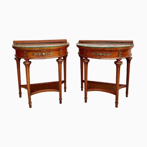 Empire Style Mahogany Wood Nightstands, 1930s, Set of 2