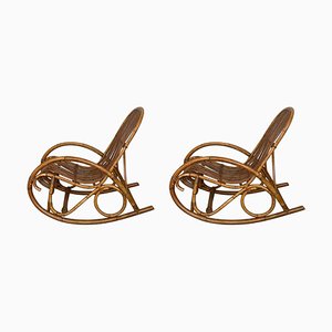 Set of Mid-Century Bamboo Rocking Chairs in the Style of Franco Albini, Italy