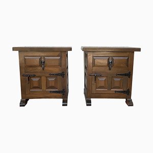 Tables de Chevet avec Tiroir, Porte et Fer Forgé, Espagne, 20ème Siècle, Set de 2