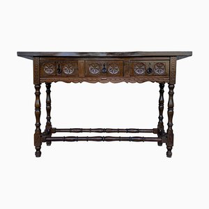 Early 19th-Century Carved Walnut Wood Catalan Console Table