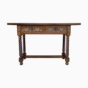 Early 19th-Century Catalan Carved Walnut Wood Console Table