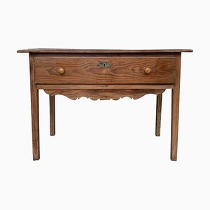 Country French Style Pine Farmhouse Table with Drawer