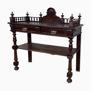 Table Console Victorienne Antique en Chêne Sculpté, France, 1890s