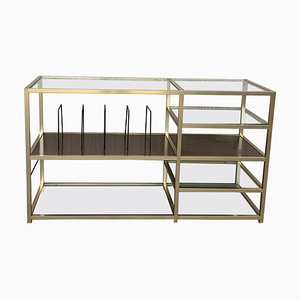 Mid 20th-Century Italian Brass and Glass Record Console Table