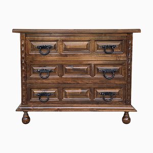 19th-Century Catalan Baroque Carved Walnut Tuscan Chest of Drawers with Two Drawers