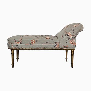 Chaise longue inglesa Regency dorada y tapizada, década de 1820