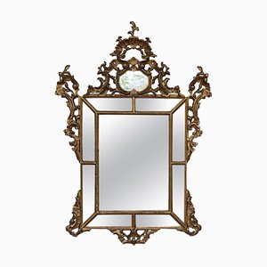19th-Century French Empire Carved Giltwood Rectangular Mirror with Crest