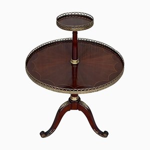 Round Louis XVI Style Two-Tier Mahogany Bouillotte Table in the Style of Jansen