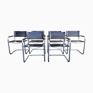 Esszimmerstühle aus Stahlrohr & Leder von Mart Stam für Matteo Grassi, 1970er, 6er Set
