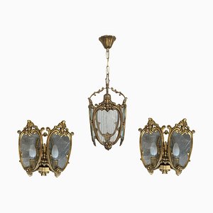 20th Century French Bronze and Glass Sconces, Set of 2