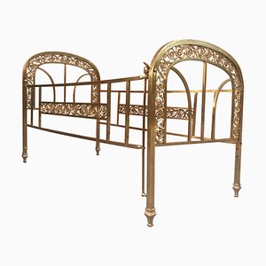 Victorian Style Brass and Bronze Infant Cradle, France, 20th Century