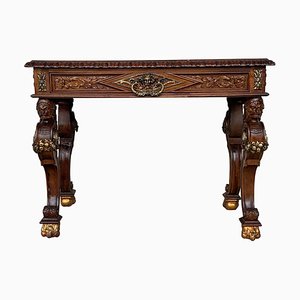Early 20th Carved Walnut Side Table