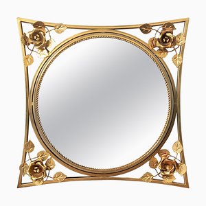 Specchio Art Deco in metallo dorato, XX secolo