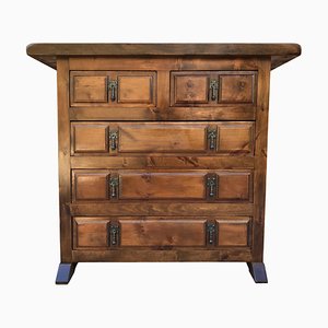 20th Century Catalan Spanish Carved Walnut Chest of Drawers