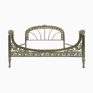 Sofá cama francés de bronce, hierro, latón y vidrio, siglo XIX