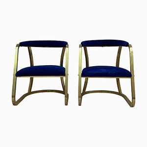 Chaises Mid-Century en Laiton Doré, France, Set de 2