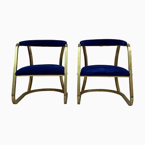 French Mid-Century Gold Brass Chairs, Set of 2