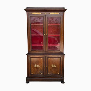 Large Empire Danish Glass Bookcase in Mahogany with Bronze Details