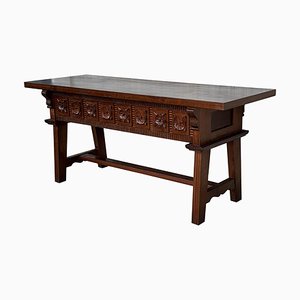 20th Century Large Spanish Carved Walnut Refectory Table