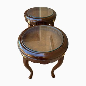 French Mahogany and Burl Low Side or Coffee Tables, Set of 2