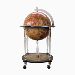 Mid-Century Acrylglas und Ebonisierter Globus Cocktailschrank