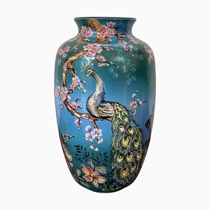 20th Century German Baluster Peacock Vase from Ulmer Keramik
