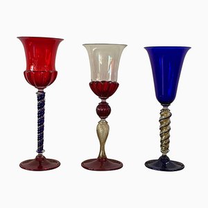 Murano Glass Goblets, Set of 3