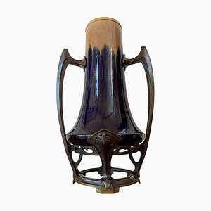 Art Nouveau Water Lily Vase Jugendstil Bronze in the Style of Otto Eckman