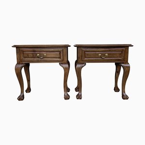 20th Century French Nightstands with One Drawer and Claw Feet, Set of 2