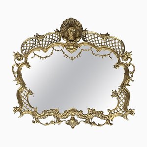 19th French Baroque Handmade Bronze Mirror with Reliefs