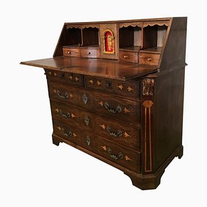 18th Century Spanish Walnut Marquetry Chest of Drawers with Flap