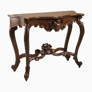 20th Baroque Style Carved Mahogany Console Table