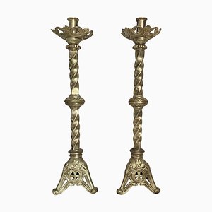 Bougeoirs Torchères de Venise en Bronze, Italie, 19ème Siècle, Set de 2