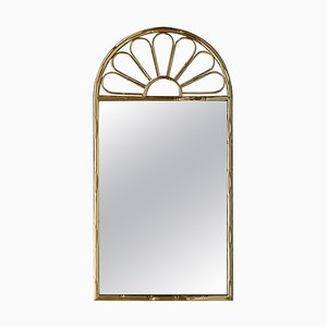 Miroir Mid-Century en Métal Doré en Faux Bambou, Italie