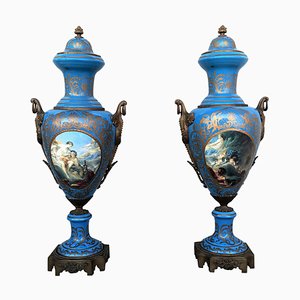 Grandes Porcelaines de Sèvres Peintes et Dorées, France, Set de 2