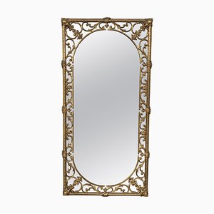 Espejo de pared o consola italiano rectangular de latón vigésimo
