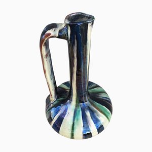 Mid-Century Italian Vase, Urn or Pitcher with Greens Iridescents Glaze